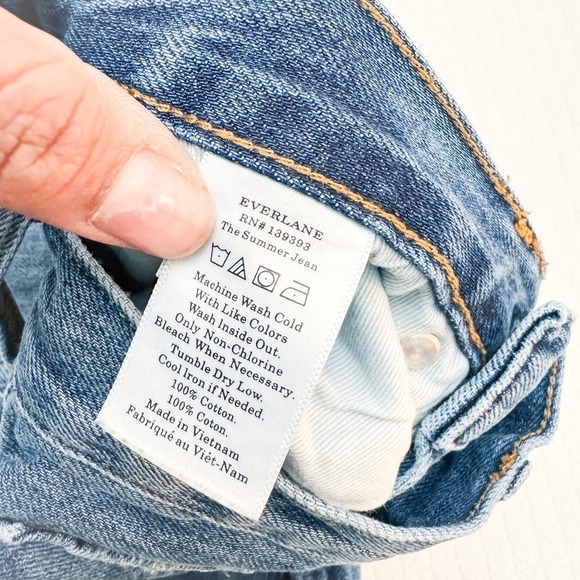 Everlane The Summer Jean Med Wash Denim Ripped Knees Size 24 - Picture 5 of 7
